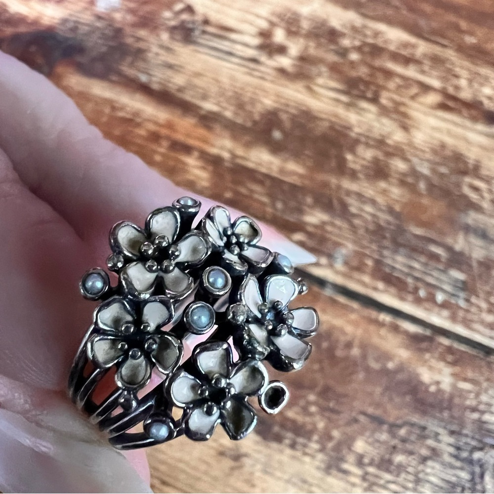 💙Pandora Cherry Blossom Sterling Silver Ring
